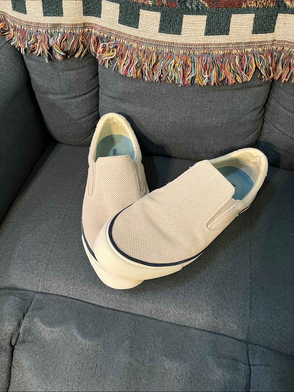 SeaVees Beige Perforated Slip-On Loafers Men’s Sz 9.5 Very Good Condition